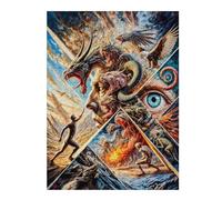 Puzzle 52x38cm/1000pcs pour Adolescents Man Facing Monsters Puzzle Adulte, Jouet, Décoration Murale, Décoration Intérieure, Cadeaux Uniques pour Anniversaire Et Noël 52x38cm/1000pcs
