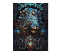 Puzzle 52x38cm/1000pcs pour Adolescents Mystical Cosmic Blue Lion Puzzles pour Adolescents Jouets Anti-Stress Une Œuvre d'art pour Un Anniversaire, Noël 52x38cm/1000pcs