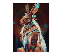 Puzzle 52x38cm/1000pcs pour Adolescents Native American Rabbit Spirit Puzzle pour Adultes Jeux Relaxants Vacances À La Maison Offre Spéciale pour Toute La Famille 52x38cm/1000pcs