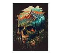 Puzzle 52x38cm/1000pcs pour Adolescents Nature's Skull A Fusion of Landscape and Anatomy Puzzles pour Adultes Jouets Anti-Stress Cadeaux pour Femmes Est Idéal comme Cadeau 52x38cm/1000pcs