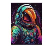Puzzle 52x38cm/1000pcs pour Adolescents Neon Astronaut Space Exploration Art Casse-tête pour Adultes, Jeu De Réflexion, Décoration Murale, Idéal comme Cadeau 52x38cm/1000pcs