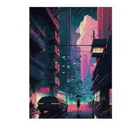 Puzzle 52x38cm/1000pcs pour Adolescents Neon Cityscape Future Urban Dreamscape Puzzles pour Adultes Jouets Anti-Stress Cadeaux pour Femmes Est Idéal comme Cadeau 52x38cm/1000pcs