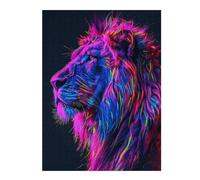 Puzzle 52x38cm/1000pcs pour Adolescents Neon Glitch Lion Puzzles pour Adolescents Jouets Anti-Stress Une Œuvre d'art pour Un Anniversaire, Noël 52x38cm/1000pcs