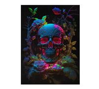 Puzzle 52x38cm/1000pcs pour Adolescents Neon Skull Puzzles pour Adultes Jeu Manuel Découpe De Précision Cadeaux d'anniversaire Et Cadeaux Uniques 52x38cm/1000pcs