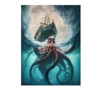 Puzzle 52x38cm/1000pcs pour Adolescents Octopus Vs. Ship Ocean Battle Puzzle pour Adultes Jeu Manuel Découpe De Précision Idéal comme Cadeau pour Toute La Famille 52x38cm/1000pcs