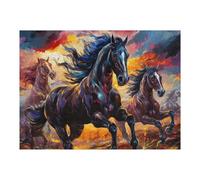 Puzzle 52x38cm/1000pcs pour Adolescents Painted Horses in Flames Casse-têtes pour Adultes, Jeu De Réflexion, Anti-Stress, Cadeaux d'anniversaire Et Cadeaux Uniques 52x38cm/1000pcs