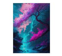 Puzzle 52x38cm/1000pcs pour Adolescents Pink Cherry Blossom Nature Puzzle pour Adultes Jeu Familial Décoration Murale Aide À Exercer Le Cerveau 52x38cm/1000pcs