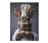 Puzzle 52x38cm/1000pcs pour Adolescents Rabbit Chef Holding Bread Puzzle pour Adultes Jouets Anti-Stress Décoration Parfaite pour Un Anniversaire, Noël 52x38cm/1000pcs