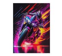 Puzzle 52x38cm/1000pcs pour Adolescents Racing Motorcycle Neon Art Puzzles pour Adultes, Jouet, Décoration Murale, Découpe De Précision, Idéal comme Cadeau pour Toute La Famille 52x38cm/1000pcs