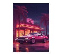 Puzzle 52x38cm/1000pcs pour Adolescents Retro Car Night Scene Puzzles pour Adolescents Jouets Anti-Stress Une Œuvre d'art pour Un Anniversaire, Noël 52x38cm/1000pcs