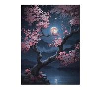 Puzzle 52x38cm/1000pcs pour Adolescents Sakura Night Puzzle pour Adultes Jeu Familial Décoration Murale Aide À Exercer Le Cerveau 52x38cm/1000pcs