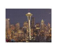 Puzzle 52x38cm/1000pcs pour Adolescents Seattle Skyline at Night Casse-têtes pour Adultes, Jeu De Réflexion, Anti-Stress, Cadeaux d'anniversaire Et Cadeaux Uniques 52x38cm/1000pcs
