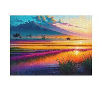 Puzzle 52x38cm/1000pcs pour Adolescents Sunset Over Fields of Color Puzzle Adulte, Jouet, Décoration Murale, Décoration Intérieure, Cadeaux Uniques pour Anniversaire Et Noël 52x38cm/1000pcs