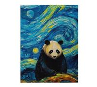 Puzzle 52x38cm/1000pcs pour Adolescents The Starry Night Panda Puzzle pour Adultes Jeu Familial Décoration Murale Aide À Exercer Le Cerveau 52x38cm/1000pcs