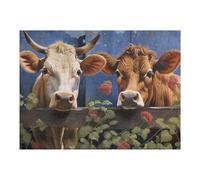Puzzle 52x38cm/1000pcs pour Adolescents Two Cows Peeking Over Fence -2 Puzzles pour Adultes Jeux De Détente Décoration Intérieure Cadeaux Uniques pour Anniversaire Et Noël 52x38cm/1000pcs