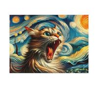 Puzzle 52x38cm/1000pcs pour Adolescents Whimsical Cat Art Print Casse-tête pour Adultes Jeu De Réflexion Décoration Intérieure Est Idéal comme Cadeau 52x38cm/1000pcs