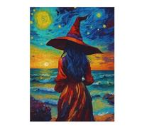 Puzzle 52x38cm/1000pcs pour Adolescents Witch at The Beach Puzzles pour Adultes Jeu Manuel Décoration Murale Interaction Parent-Enfant 52x38cm/1000pcs
