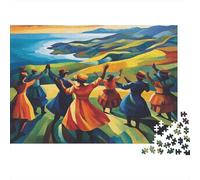 Puzzle 52x38cm/1000pcs pour Adultes Amis Dansant Autour d'un Cercle de Tambours,pour Femmes Et Hommes,Planche en Bois,Verrouillage De Précision Vue du Mont Malin