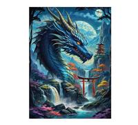 Puzzle 52x38cm/1000pcs pour Adultes Dragon Silhouette Torii Adolescents Puzzles Jeu Manuel Course De Vitesse Offrez-Leur des Cadeaux pour Toute La Famille 52x38cm/1000pcs