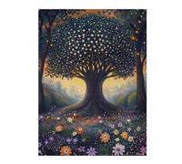 Puzzle 52x38cm/1000pcs pour Adultes Enchanted Forest Tree in Pointillist Style Casse-tête pour Adultes Jeu De Réflexion Décoration Parfaite Aide À Exercer Le Cerveau 52x38cm/1000pcs