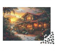 Puzzle 52x38cm/1000pcs pour Adultes Maison en rondins à la Campagne,pour Femmes Et Hommes,Planche en Bois,Verrouillage De Précision Ambiance Festive