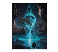 Puzzle 52x38cm/1000pcs pour Adultes Neon Moon Waterfall Oasis Adolescents Puzzles Jeu Manuel Course De Vitesse Offrez-Leur des Cadeaux pour Toute La Famille 52x38cm/1000pcs