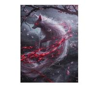 Puzzle 52x38cm/1000pcs pour Adultes White Kitsune Fox Puzzle pour Adultes Jouets Anti-Stress Cadeaux pour Femmes Cadeaux Anti-Stress 52x38cm/1000pcs