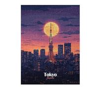 Puzzle 52x38cm/1000pcs Tokyo Skyline Night Puzzles pour Adultes, Jeux De Famille, Assemblage De Motifs, Idéal comme Cadeau pour Toute La Famille 52x38cm/1000pcs