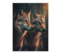 Puzzle 52x38cm/1000pcs Two Wolves Puzzles pour Adultes, Jeux De Famille, Assemblage De Motifs, Idéal comme Cadeau pour Toute La Famille 52x38cm/1000pcs