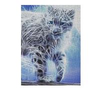 Puzzle 52x38cm/1000pcsSnow Leopard Cat Fractal Puzzles pour Adultes, Jeux De Famille, Assemblage De Motifs, Idéal comme Cadeau pour Toute La Famille 52x38cm/1000pcs