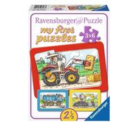 Puzzle 6 pièces 3 Puzzles - My First Puzzle - Tracteur, Pelleteuse, Camion Benne