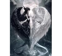 Puzzle 60 Pièces Adultes Anges Blancs Noirs 40x28cm 60 Pièces Puzzles pour Adultes Jeu éducatif défi Jouet, Puzzle Impossible pour Toute la Famille