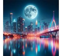 Puzzle 60 pièces,Cité au Clair de Lune Puzzles pour Adultes,Jeux éducatifs,Puzzles Artistiques à Faire Soi-Même idéal pour la Décoration Intérieure et Les Cadeaux