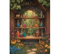 Puzzle 60 Pièces pour Adultes, Étagère de fenêtre de Chalet Puzzle Adulte 60 pièces, Jeu de Création et Logique, Activité Détente, Idée Cadeau Adulte Décoration Intérieure