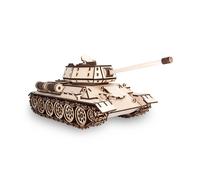 EWA Eco-Wood-Art- Char Militaire T-34-Puzzle 3D en Bois-Casse tête Adulte et Adolescent-Assemblage avec de la colle-600 pièces, Tank T-34, Naturel, Panzer T-34