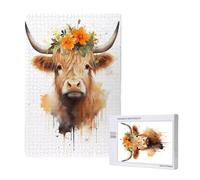 Puzzle 6000 Pieces Animal Grand Puzzle Classiques en Bois pour Adultes, Jeux Amusants/Colorés/Impossible/Difficiles, Cadeau D'anniversaire de Festivals pour la Famille Amis Bovins Des Highlands M-1468