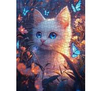 Puzzle 6000 Pièces, Chat à Pupilles Bleues Adultes Puzzle, Classique Jigsaw Puzzles, Défi Impossible, Jeu D'adresse pour Toute la Famille, Jeu Éducatif Puzzles, Décoration de la Maison DX0YL4-539