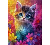 Puzzle 6000 Pièces, Chaton Aux Fleurs Adultes Puzzle, Classique Jigsaw Puzzles, Défi Impossible, Jeu D'adresse pour Toute la Famille, Jeu Éducatif Puzzles, Décoration de la Maison DX0YL4-393
