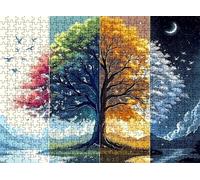 Puzzle 6000 Pièces pour Adultes, paysage Arbre des Quatre Saisons Puzzle Bois Difficile et Coloré,Grand Casse-Tête 179.5 x 105.5 cm, Jeu Anti-Stress avec Poster, Décor Maison, Cadeau pour Femme w0-419