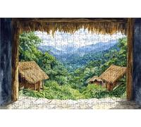 Puzzle 6000 Pieces, Puzzle Adultes 6000 Pièces Cabine, Puzzles Classiques Bois 180x105 cm Montagne, Exquisite Papierboxverpackung, Tragbarer Netzbeutel Geeignet für Die ganze Familie Cadeau RXPT-9720