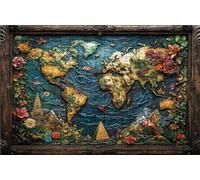 Puzzle 6000 Pieces, Puzzle Adultes 6000 Pièces Carte du Monde, Puzzles Classiques Bois 180x105CM Fleur, Exquisite Papierboxverpackung, Tragbarer Netzbeutel Geeignet für Die ganze Familie RXPT-422
