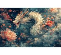 Puzzle 6000 Pieces, Puzzle Adultes 6000 Pièces Fleur, Puzzles Classiques Bois 105x180 cm Dragon, Exquisite Papierboxverpackung, Tragbarer Netzbeutel Geeignet für Die ganze Familie Cadeau RXPT-6634