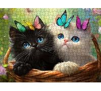 Puzzle 6000 pièces, Puzzle Impossible Adultes 179.5 x 105.5 cm, Impression Haute Définition, Jeux Éducatifs, Puzzles Bois Anti-Stress pour Toute la Famille, Décor Murale, Chat Noir et Blanc w0-540