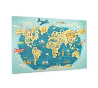 Puzzle 6000 Pièces Rétro Puzzle Adultes Carte du Monde Motif avec avec Boîte Cadeau,DIY Wooden Puzzl Enjoy Activités de défi Familial, Tableau Decoration Murale,Cadeau Homme/Femme 105 x 180 cm -375Y