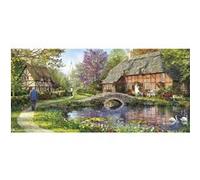 Puzzle 636 pièces panoramique : Cottage au bord du ruisseau