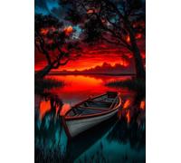 Puzzle 70 Pièces Adultes, Bateaux Lac Twilight, 20x15 cm Jeux Educatifs Favorisant la Concentration Jeu de Création et Logique Cadeau Garcon et Fille, Puzzle 70 Pieces