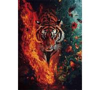 Puzzle 70 Pieces Adultes Fleur Tigre Animal, Puzzle Impossible Difficile et Stimulant Parfait pour Les Amateurs de Puzzles Cadeau Stimulant pour Hommes Femmes Plus âgés 20 x 15 cm