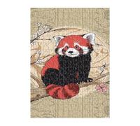 Puzzle 70 Pièces Adultes Panda Roux Fleur 20x15 cm Jeu Éducatif Jeu de Création et Logique Concentration, Cadeau Garcon et Fille, Puzzle Adulte 70 Pièces