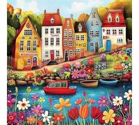 Puzzle 70 Pièces Adultes Villes Rivières Fleurs, Développe Observation, Logique et Concentration, Puzzle Adulte 70 Pieces 45x45 cm