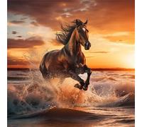 Puzzle 70 pièces,Cheval des Vagues du Coucher de Soleil Puzzle Adulte,Divertissement créatif,Puzzles Classiques pour Adultes et Enfants à partir de 14 Ans,Décoration Murale Artistique